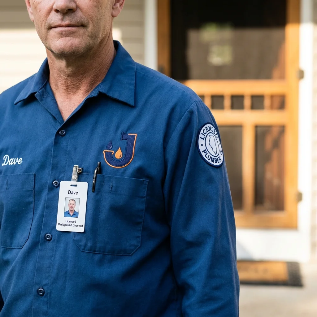 Licensed plumber showing ID badge in Manasquan, NJ