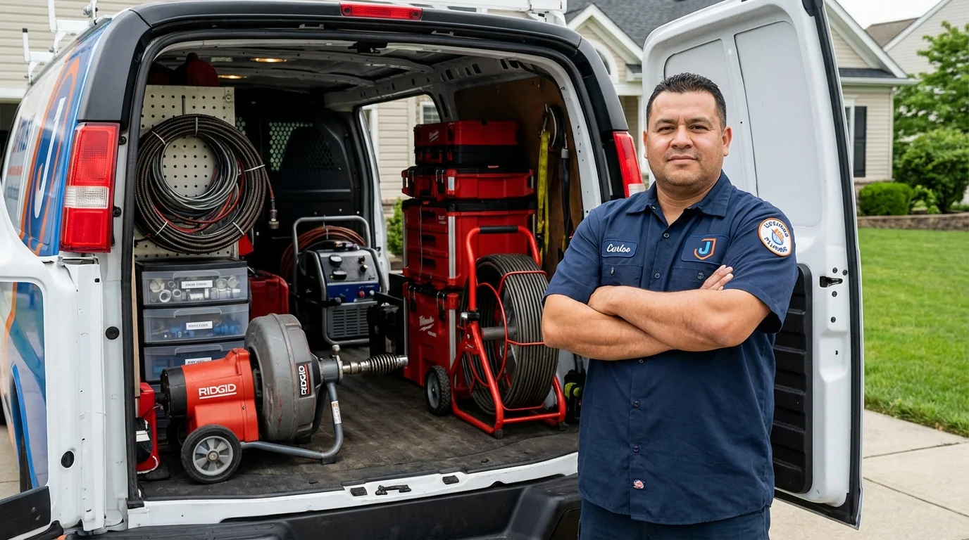 Professional drain cleaning equipment and Johns Plumbing LLC plumber in Manasquan