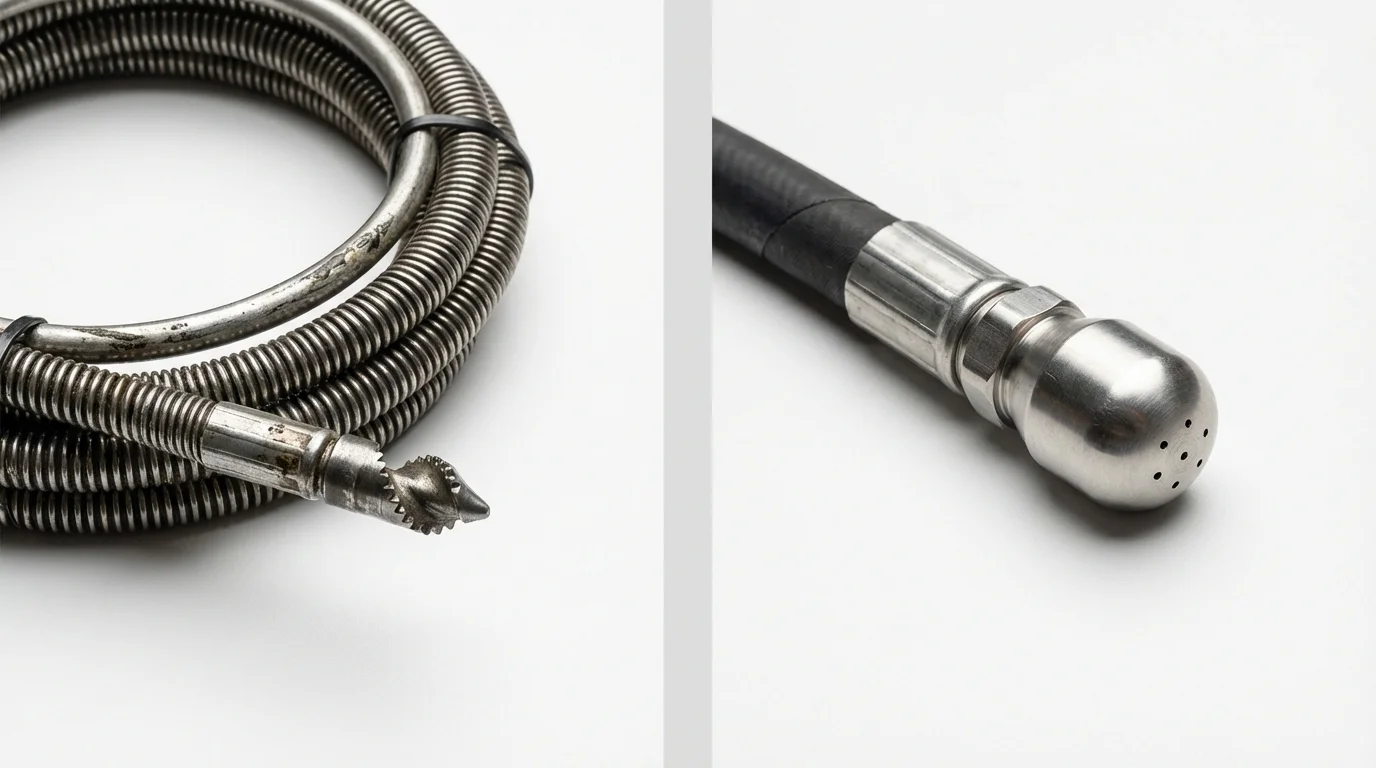 Drain snake cable and hydro jetting nozzle used for drain cleaning in Manasquan, NJ