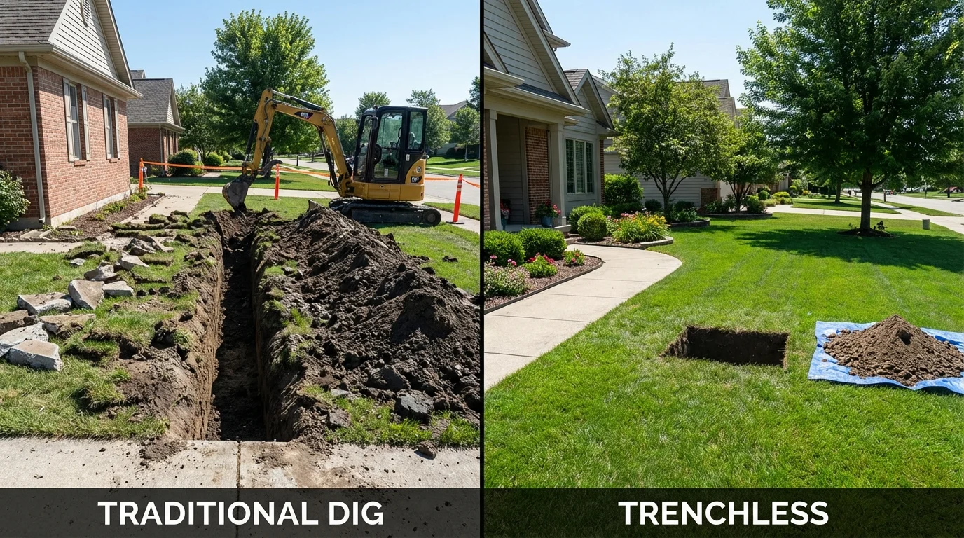 Trenchless sewer repair with minimal yard damage versus traditional excavation in Manasquan, NJ